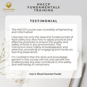 Testimonial from Jose for HACCP Training